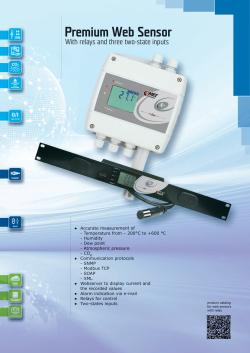 Catalogue Sheets - COMET Premium WebSensors & Regulators